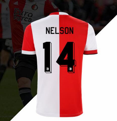 2021/22 Feyenoord Home Kit Soccer Jersey with Nelson 14 printing